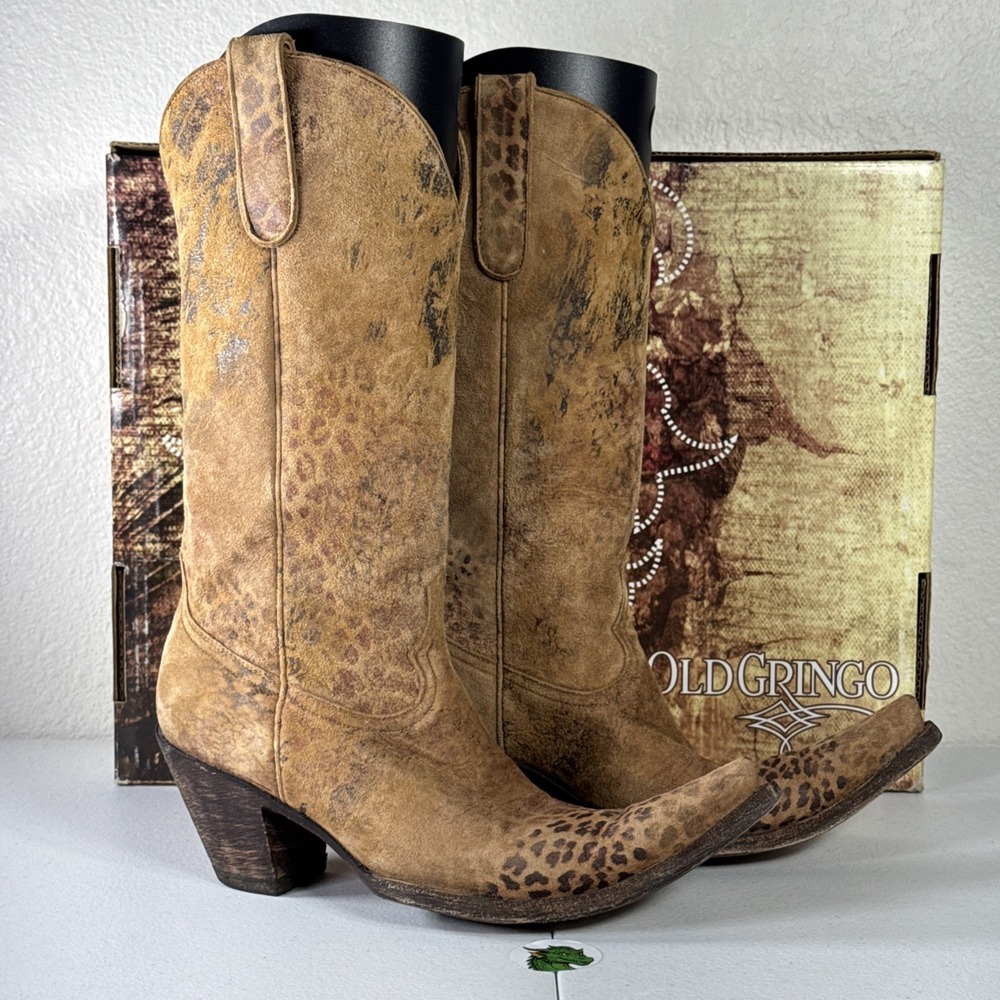 Old Gringo Leopardito 13" Leopard Print Cowboy Boots 8 Country Western Festival